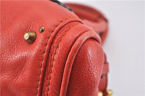 Authentic Chloe Vintage Mini Paddington Leather Hand Bag Purse Red 1904F