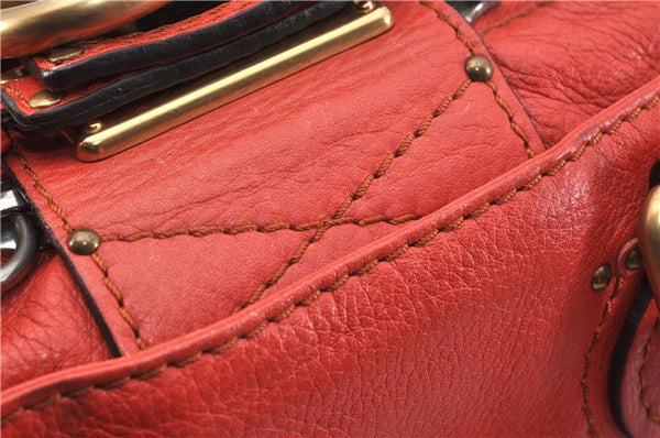 Authentic Chloe Vintage Mini Paddington Leather Hand Bag Purse Red 1904F