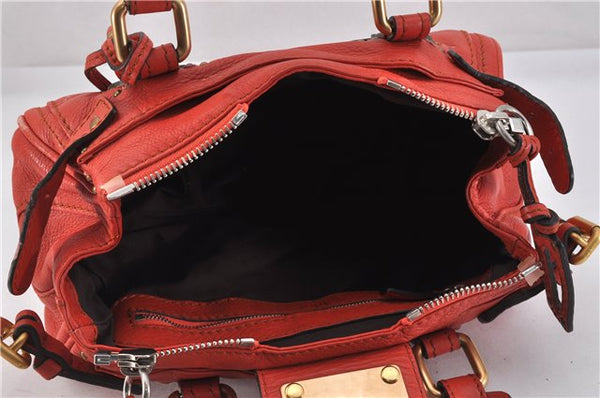 Authentic Chloe Vintage Mini Paddington Leather Hand Bag Purse Red 1904F