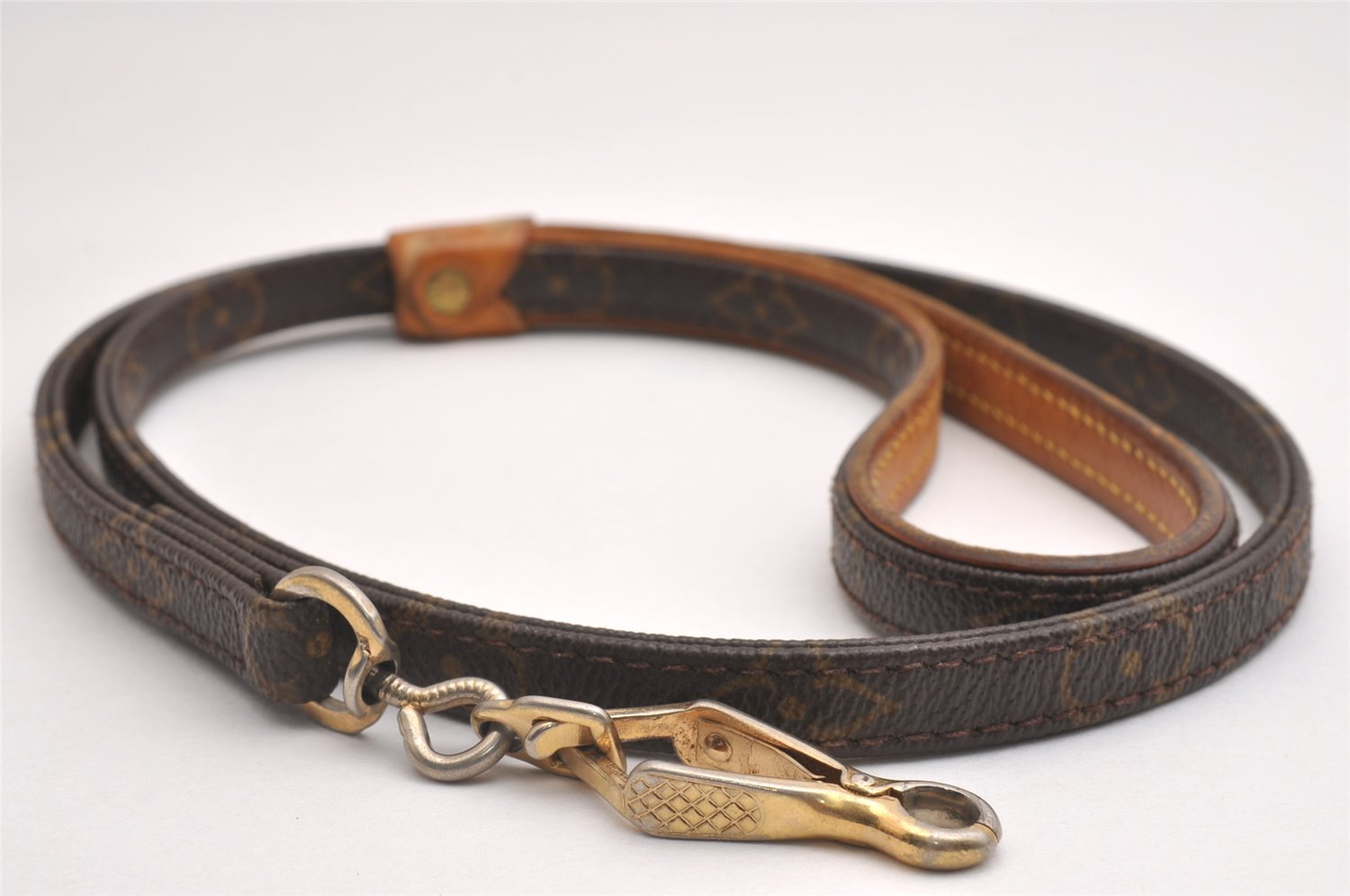 Authentic Louis Vuitton Monogram Leash Baxter MM Dog Lead M58056 LV 1904I