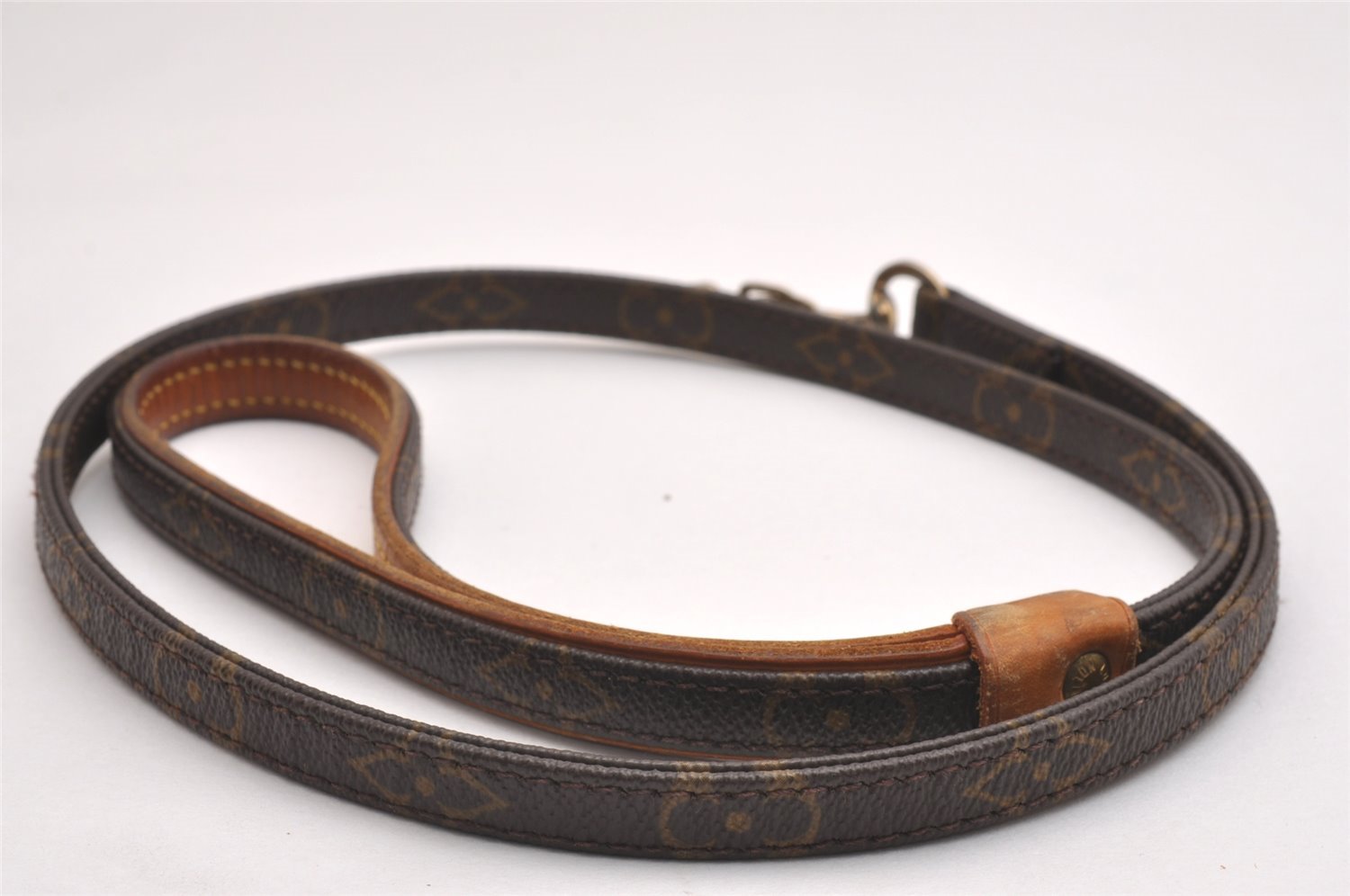 Authentic Louis Vuitton Monogram Leash Baxter MM Dog Lead M58056 LV 1904I