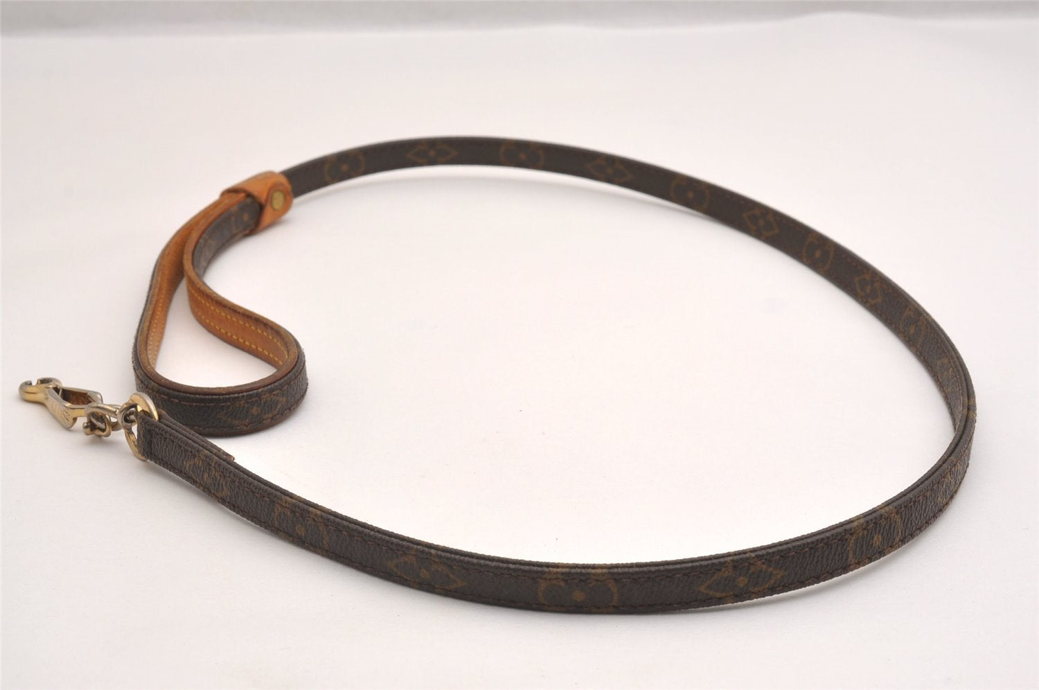 Authentic Louis Vuitton Monogram Leash Baxter MM Dog Lead M58056 LV 1904I