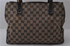 Authentic GUCCI Bamboo Tote Hand Bag GG Canvas Leather 112526 Black 1905D