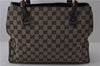 Authentic GUCCI Bamboo Tote Hand Bag GG Canvas Leather 112526 Black 1905D