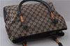 Authentic GUCCI Bamboo Tote Hand Bag GG Canvas Leather 112526 Black 1905D