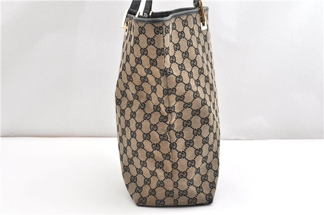 Authentic GUCCI Vintage Shoulder Tote Bag GG Canvas Leather 0021098 Black 1909G