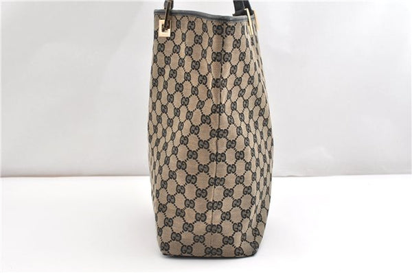 Authentic GUCCI Vintage Shoulder Tote Bag GG Canvas Leather 0021098 Black 1909G