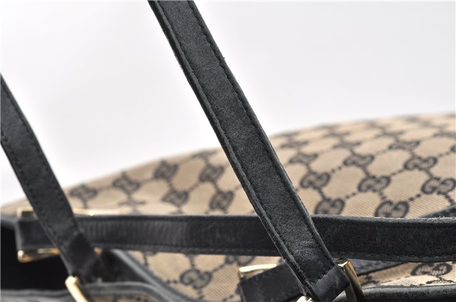 Authentic GUCCI Vintage Shoulder Tote Bag GG Canvas Leather 0021098 Black 1909G