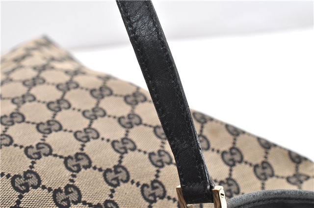 Authentic GUCCI Vintage Shoulder Tote Bag GG Canvas Leather 0021098 Black 1909G