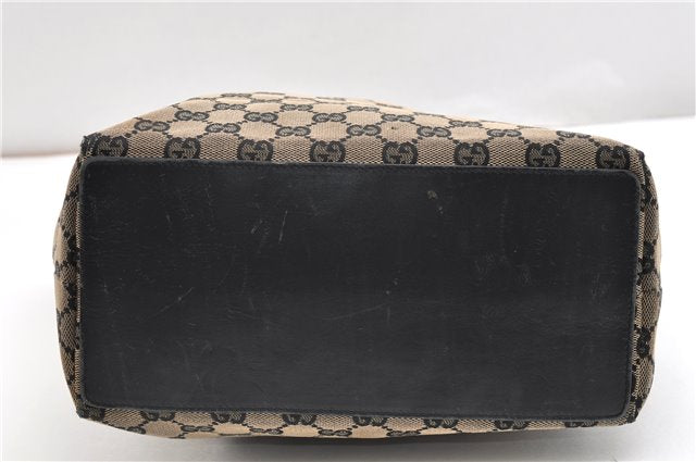 Authentic GUCCI Vintage Shoulder Tote Bag GG Canvas Leather 0021098 Black 1909G