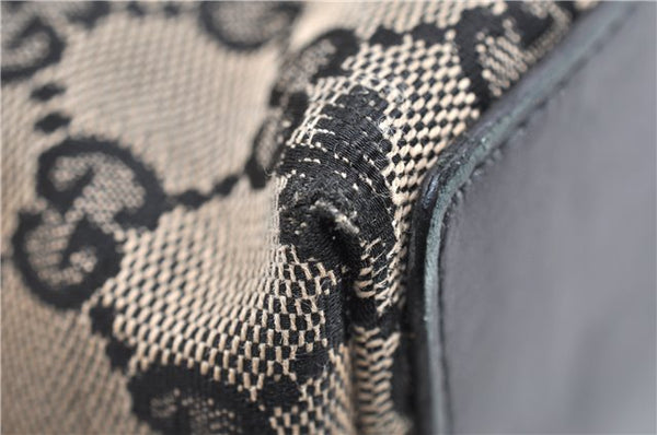 Authentic GUCCI Vintage Shoulder Tote Bag GG Canvas Leather 0021098 Black 1909G