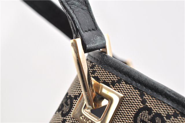 Authentic GUCCI Vintage Shoulder Tote Bag GG Canvas Leather 0021098 Black 1909G
