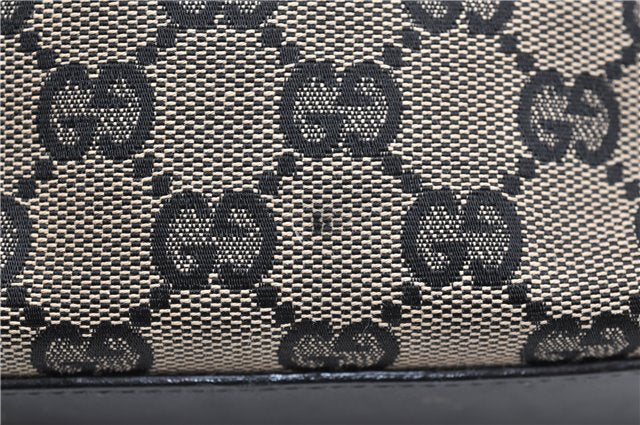 Authentic GUCCI Vintage Shoulder Tote Bag GG Canvas Leather 0021098 Black 1909G