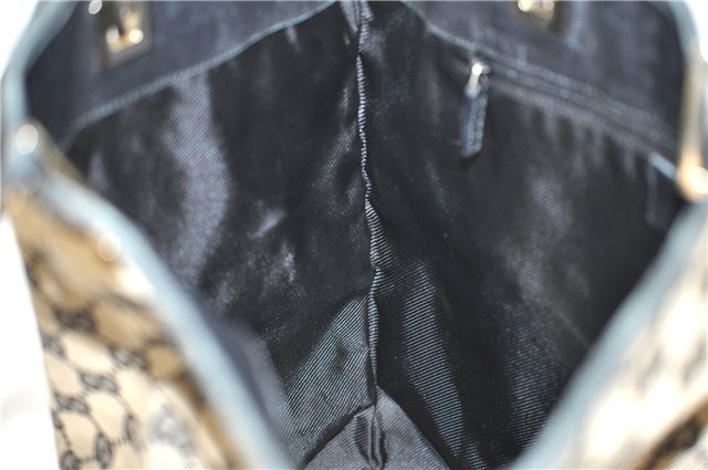 Authentic GUCCI Vintage Shoulder Tote Bag GG Canvas Leather 0021098 Black 1909G