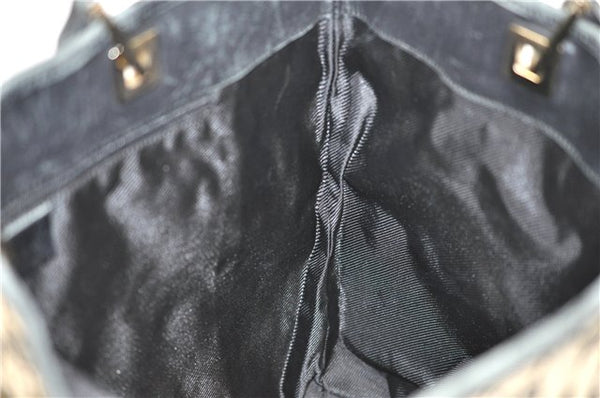 Authentic GUCCI Vintage Shoulder Tote Bag GG Canvas Leather 0021098 Black 1909G