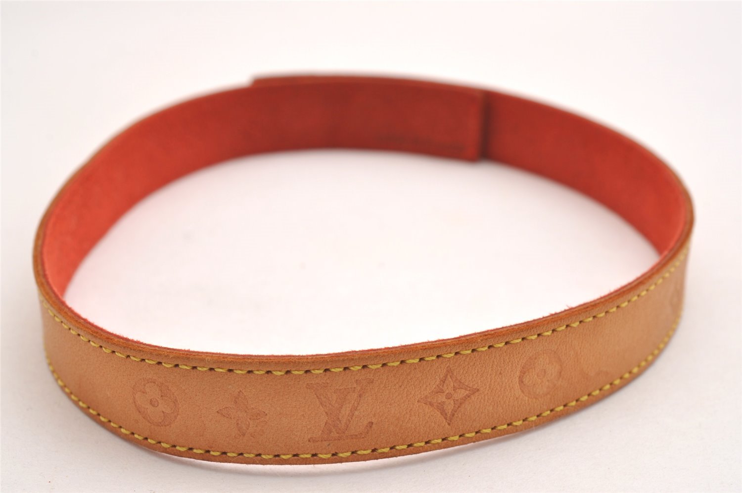 Authentic Louis Vuitton Tambour Novelty Bracelet Leather Beige LV 1909I