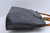 Authentic GUCCI Vintage Bamboo Hand Shoulder Bag Leather Black 1910D
