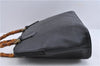Authentic GUCCI Vintage Bamboo Hand Shoulder Bag Leather Black 1910D