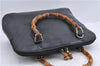 Authentic GUCCI Vintage Bamboo Hand Shoulder Bag Leather Black 1910D