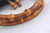 Authentic GUCCI Vintage Bamboo Hand Shoulder Bag Leather Black 1910D