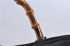 Authentic GUCCI Vintage Bamboo Hand Shoulder Bag Leather Black 1910D