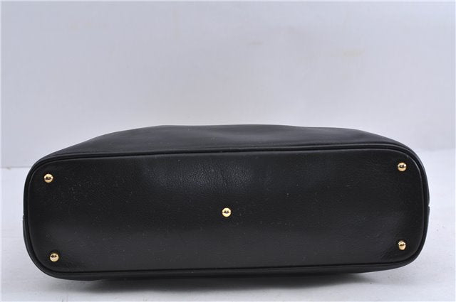 Authentic GUCCI Vintage Bamboo Hand Shoulder Bag Leather Black 1910D