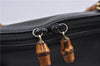 Authentic GUCCI Vintage Bamboo Hand Shoulder Bag Leather Black 1910D