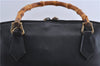 Authentic GUCCI Vintage Bamboo Hand Shoulder Bag Leather Black 1910D