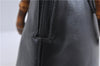 Authentic GUCCI Vintage Bamboo Hand Shoulder Bag Leather Black 1910D