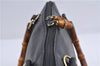 Authentic GUCCI Vintage Bamboo Hand Shoulder Bag Leather Black 1910D