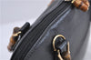 Authentic GUCCI Vintage Bamboo Hand Shoulder Bag Leather Black 1910D