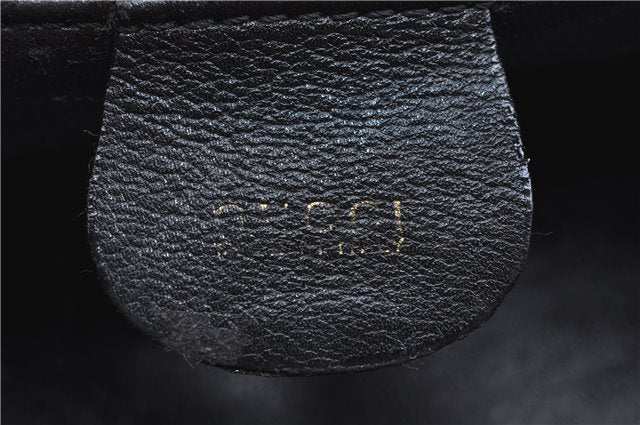 Authentic GUCCI Vintage Bamboo Hand Shoulder Bag Leather Black 1910D