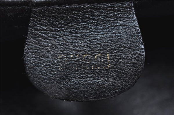 Authentic GUCCI Vintage Bamboo Hand Shoulder Bag Leather Black 1910D