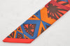 Authentic HERMES Twilly Scarf "LE NOMBRE D OR ROSE" Silk Red 1910I