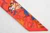 Authentic HERMES Twilly Scarf "LE NOMBRE D OR ROSE" Silk Red 1910I