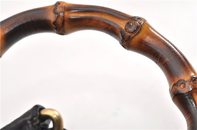 Authentic GUCCI Bamboo Vintage Backpack Purse Suede Leather Black 1914G