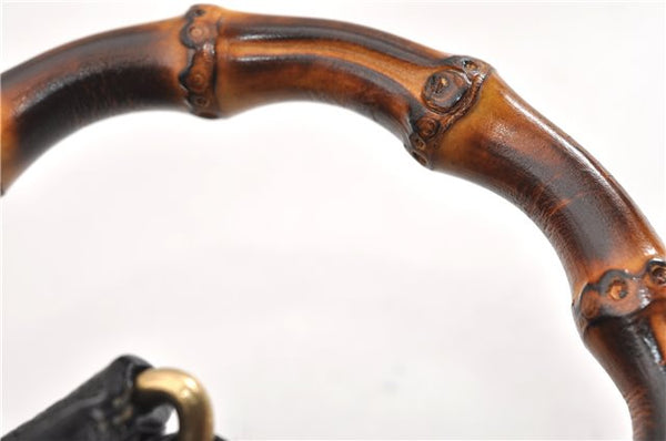 Authentic GUCCI Bamboo Vintage Backpack Purse Suede Leather Black 1914G