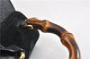Authentic GUCCI Bamboo Vintage Backpack Purse Suede Leather Black 1914G