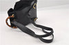Authentic GUCCI Bamboo Vintage Backpack Purse Suede Leather Black 1914G
