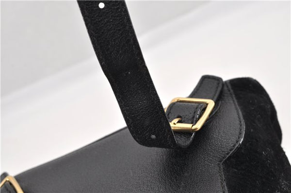 Authentic GUCCI Bamboo Vintage Backpack Purse Suede Leather Black 1914G