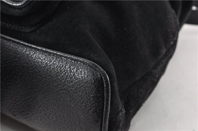 Authentic GUCCI Bamboo Vintage Backpack Purse Suede Leather Black 1914G