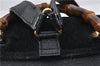 Authentic GUCCI Bamboo Vintage Backpack Purse Suede Leather Black 1914G