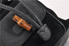 Authentic GUCCI Bamboo Vintage Backpack Purse Suede Leather Black 1914G