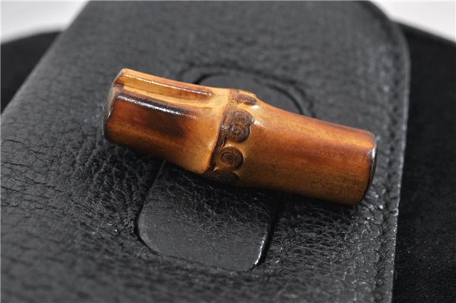 Authentic GUCCI Bamboo Vintage Backpack Purse Suede Leather Black 1914G