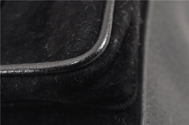 Authentic GUCCI Bamboo Vintage Backpack Purse Suede Leather Black 1914G