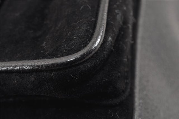 Authentic GUCCI Bamboo Vintage Backpack Purse Suede Leather Black 1914G