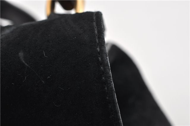 Authentic GUCCI Bamboo Vintage Backpack Purse Suede Leather Black 1914G