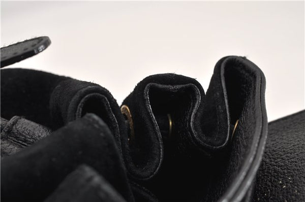 Authentic GUCCI Bamboo Vintage Backpack Purse Suede Leather Black 1914G