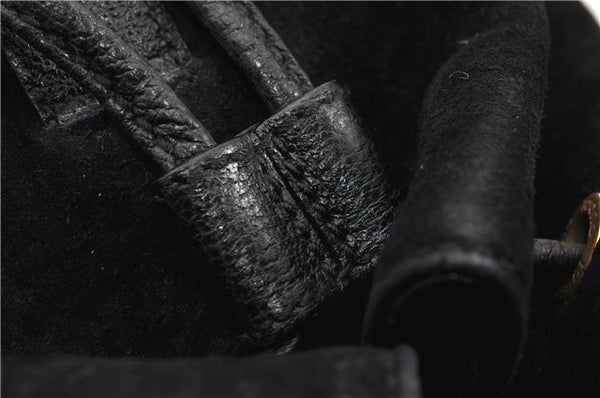 Authentic GUCCI Bamboo Vintage Backpack Purse Suede Leather Black 1914G