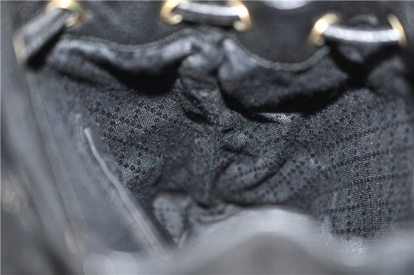 Authentic GUCCI Bamboo Vintage Backpack Purse Suede Leather Black 1914G